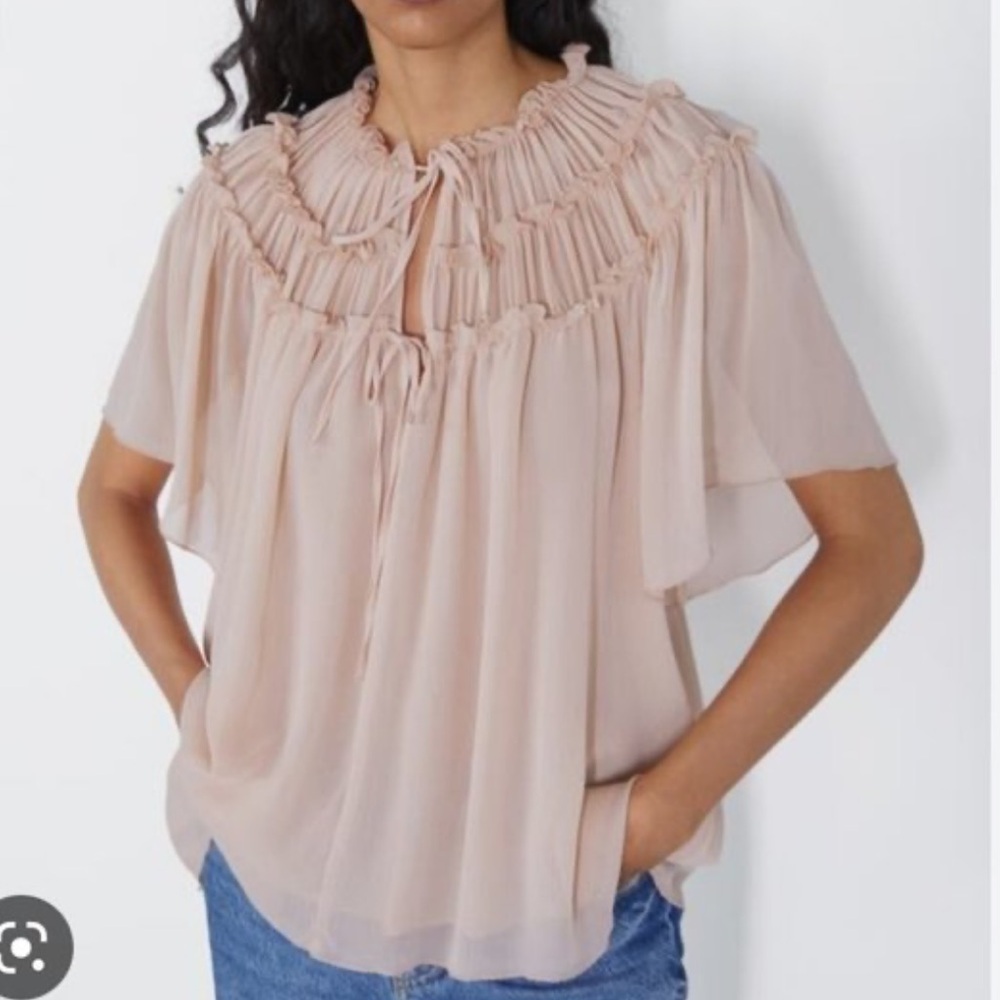 Zara Women's Blush Ruched Blouse